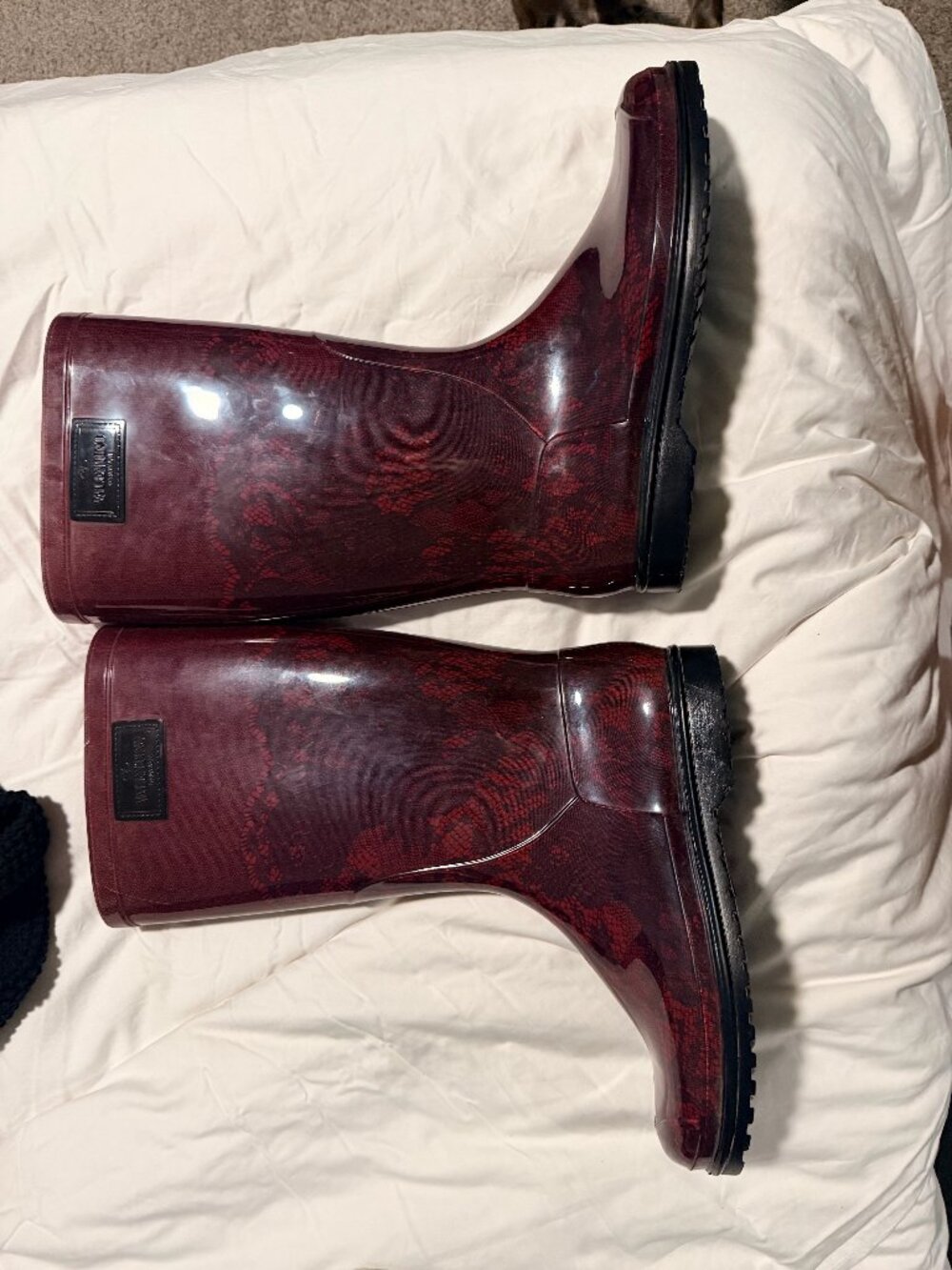 Valentino Garavani Burgundy Lace Rain Boots 41
